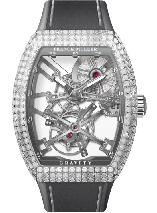 Best FRANCK MULLER Vanguard Gravity Skeleton Tourbillon Steel Diamond Case V 45 T GR CS SQT D (TT) (AC) (TT.NR) Replica Watch